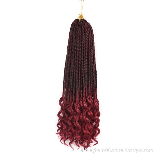 Julianna 18 Inch 3D Split Twist Curly End Synthetic Crochet Hair curly Box Braid Hair Extensions